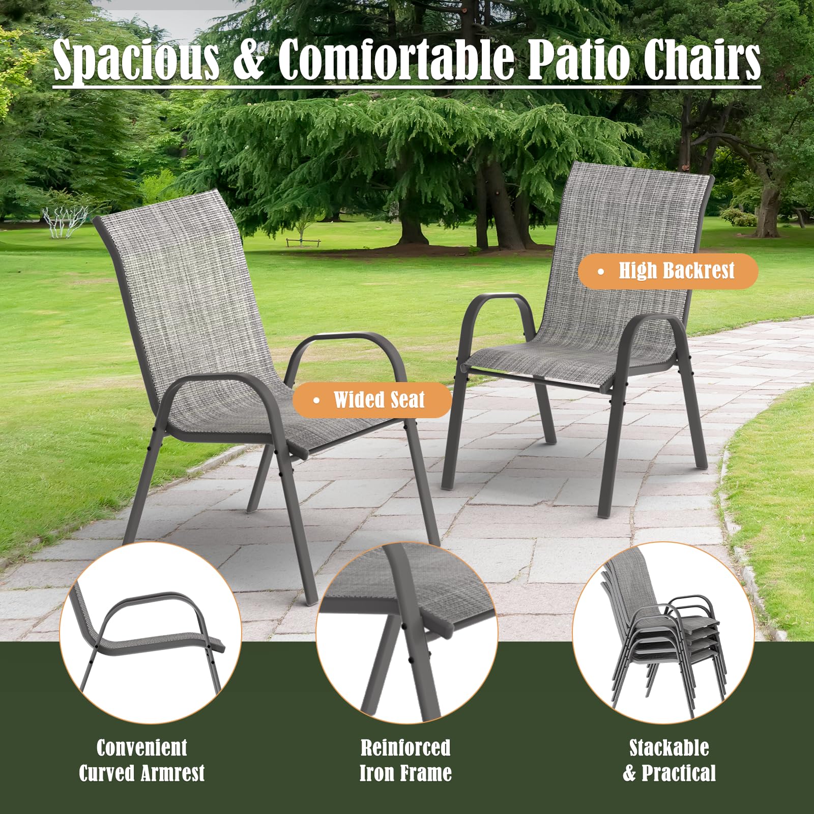 Amopatio Outdoor Dining Set of 5. Patio Table and Chairs Set