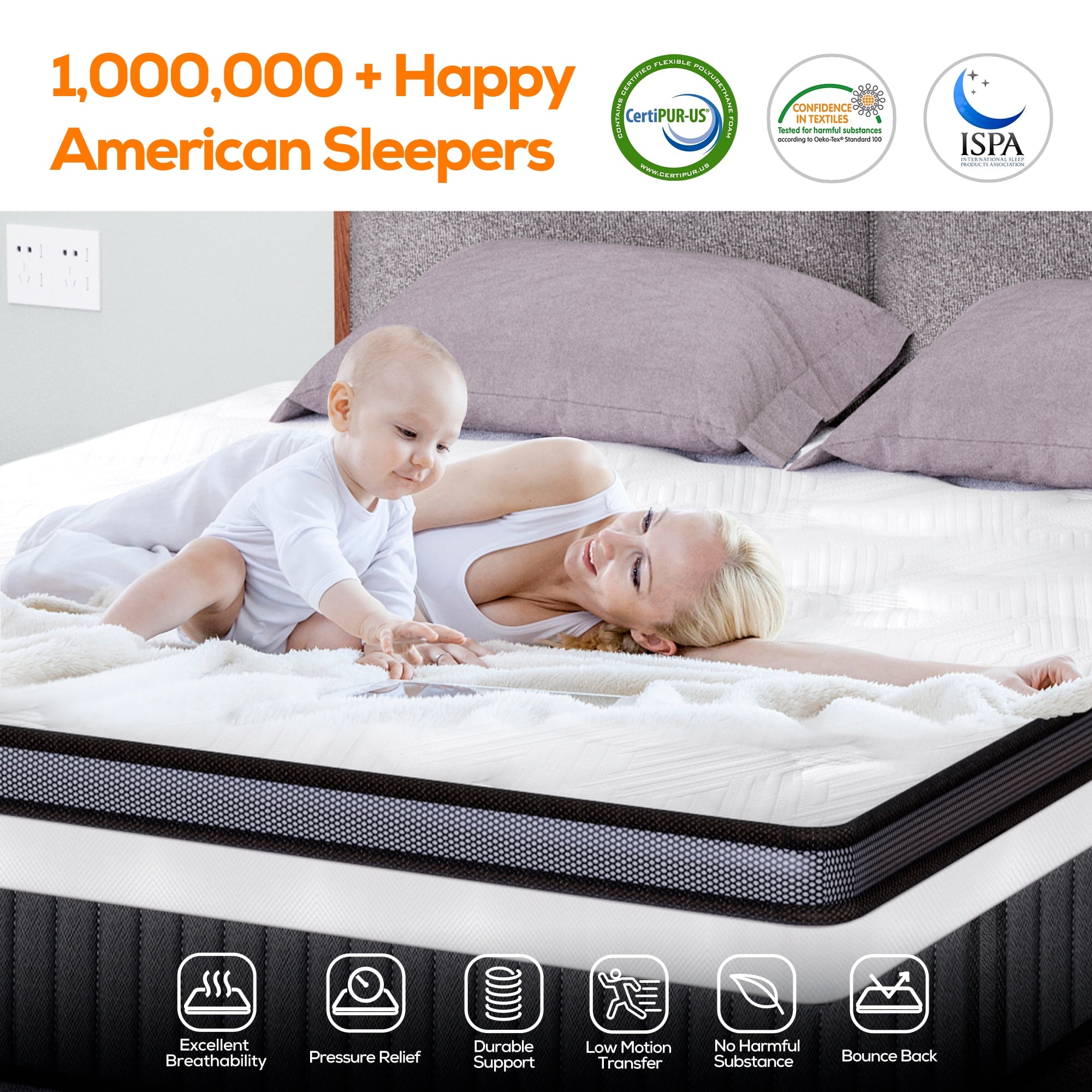 13 inch Memory Foam Innerspring Hybrid Mattress in a Box. Breathable Bed Mattress with CertiPUR-US Certified Foam for Sleep Supportive & Pressure Relief. King