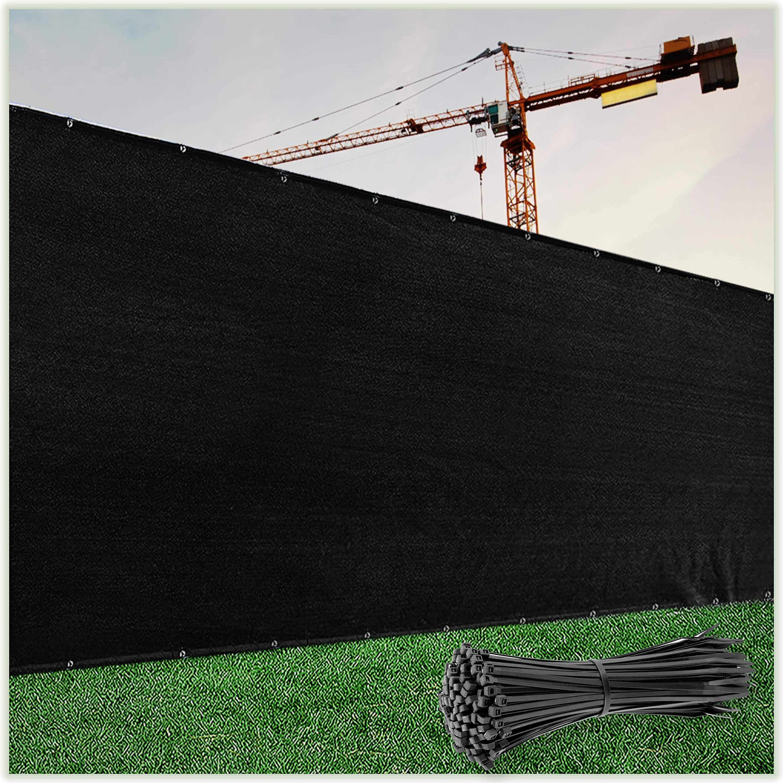ColourTree 2nd Generation 6' x 50' Black Fence Privacy Screen Windscreen Cover Fabric Shade Tarp Netting Mesh Cloth - Commercial Grade 170 GSM - Heavy