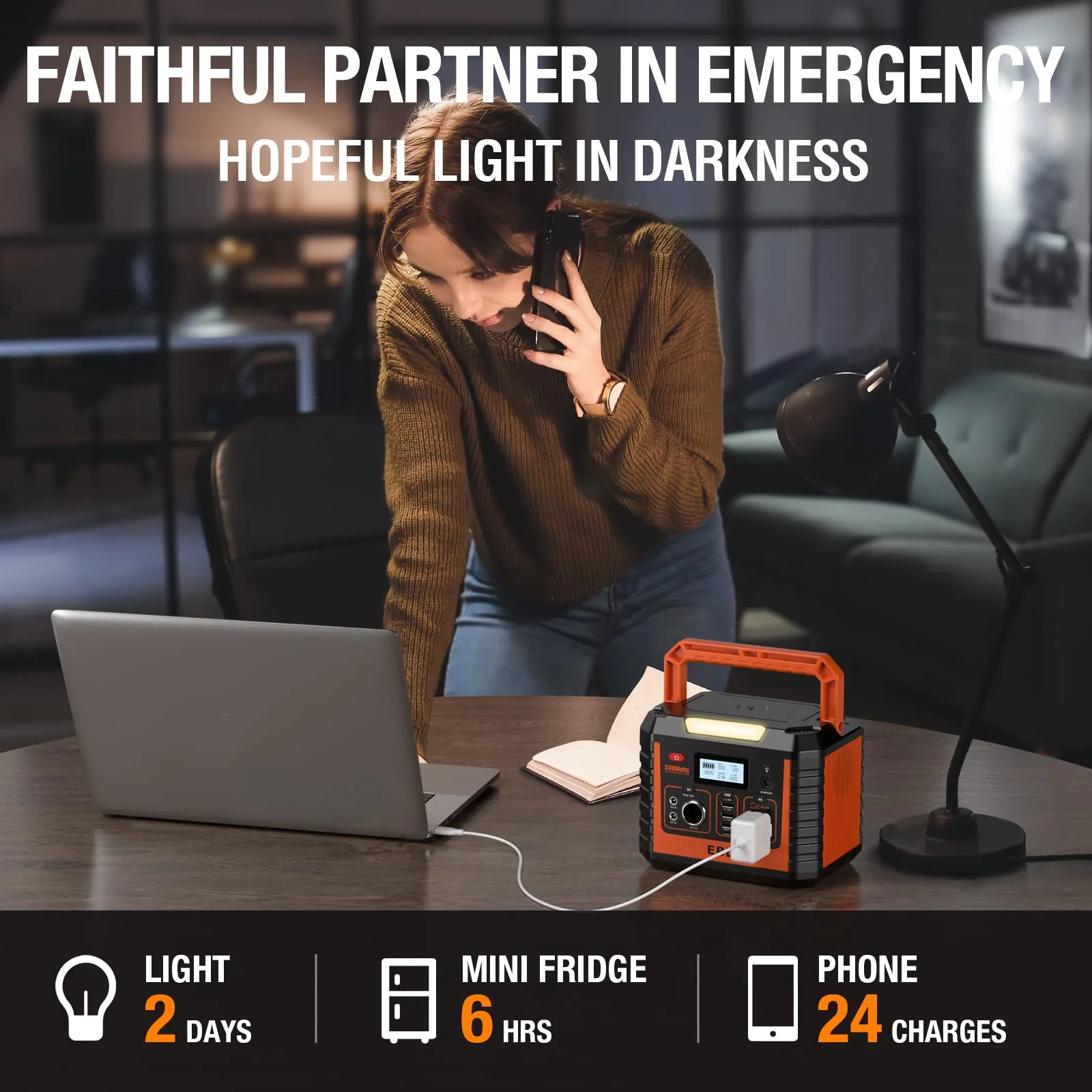 EBL Portable Power Station. 110V/330W Solar Generator