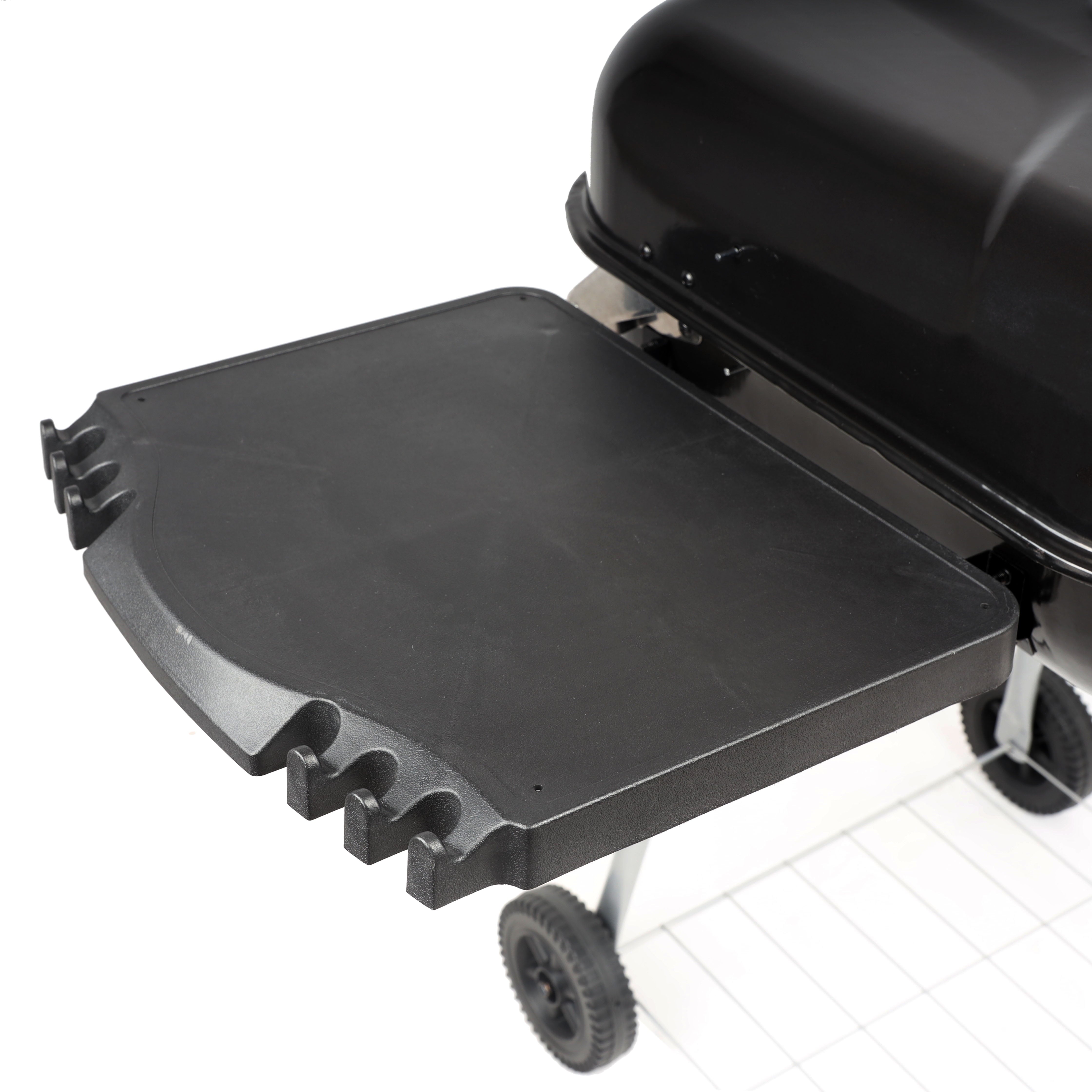 22 Square Charcoal Grill with Foldable Side Shelf. Black