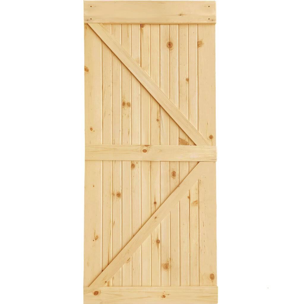 Kimberly Bay 30 in. x 83.5 in. Unfinished K-Bar Solid Core Pine Interior Barn Door Slab Kit