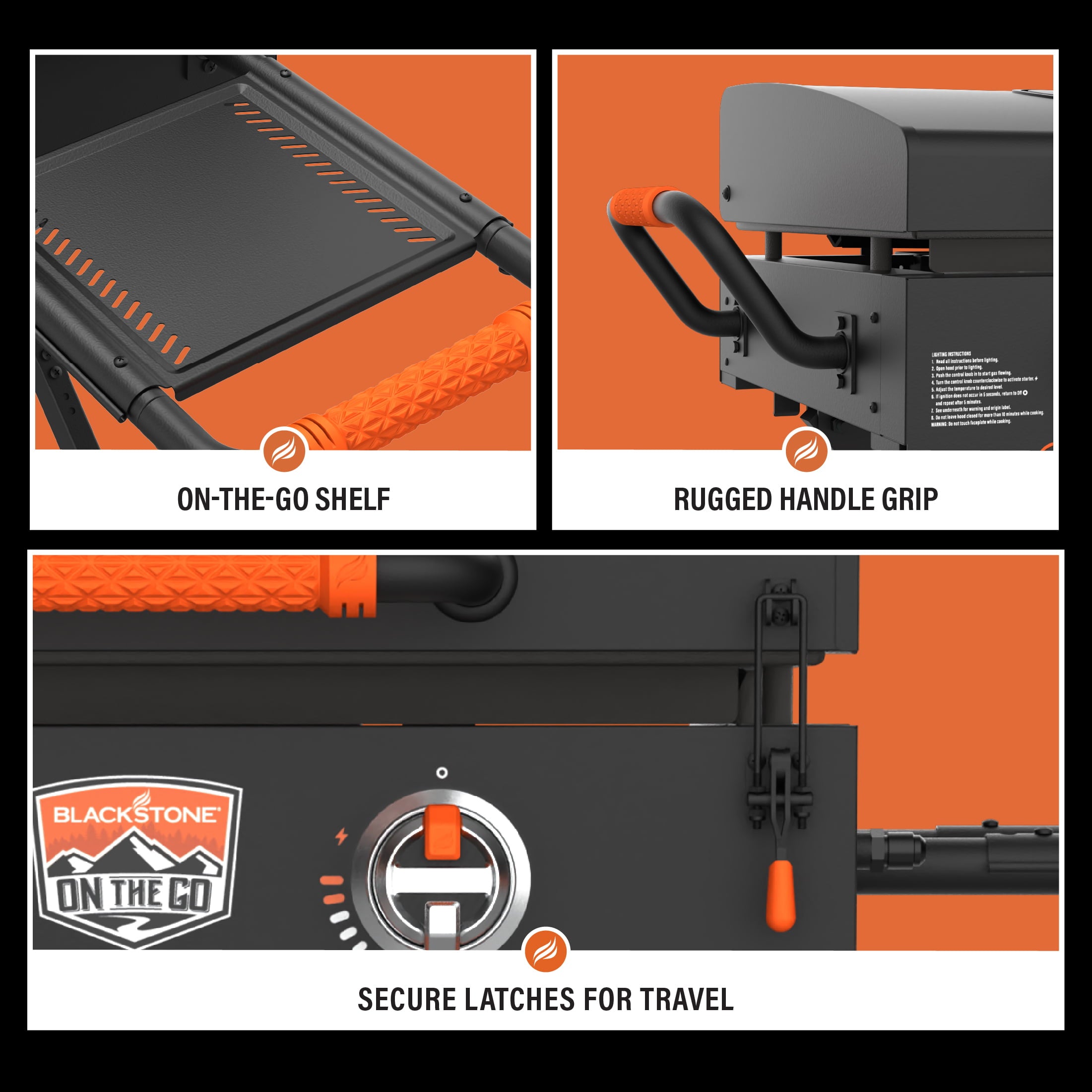 on the Go 2-Burner 22 Scissor Cart Griddle with Hood Propane