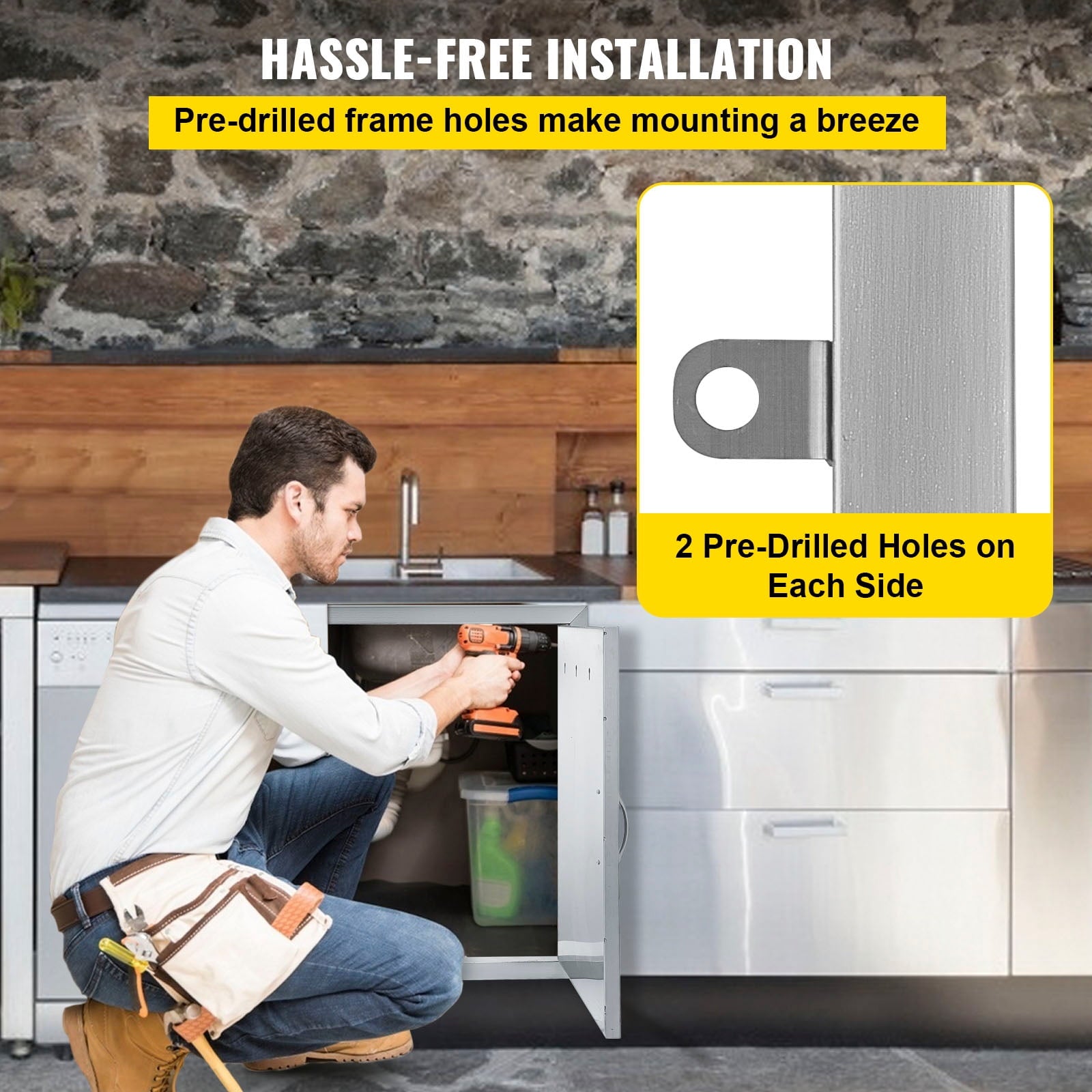 BBQ Access Door 28W X 19H inch. Double BBQ Door Stainless Steel. Outdoor Kitchen Doors for BBQ Island. Grill Station. Outside Cabinet