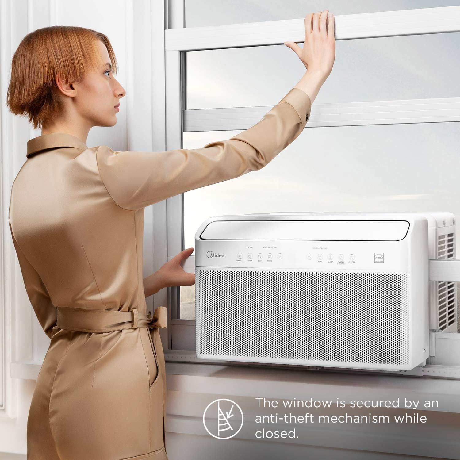 2025 Midea U-Shaped Inverter Window Air Conditioner 12.000BTU with Open Window Flexibility. Robust Installation.Extreme Quiet. 35% Energy Saving. Smart Control. Alexa. Remote. Bracket Included (Renewed)