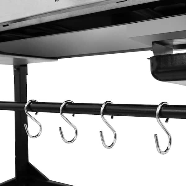 4-Burners Portable Propane Gas Grill and Griddle Combo Grills in Black with Side Tables