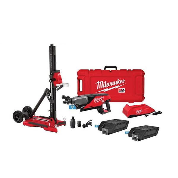 MX FUEL Lithium-Ion Cordless Handheld Core Drill Kit with Stand. 2 Batteries and Charger
