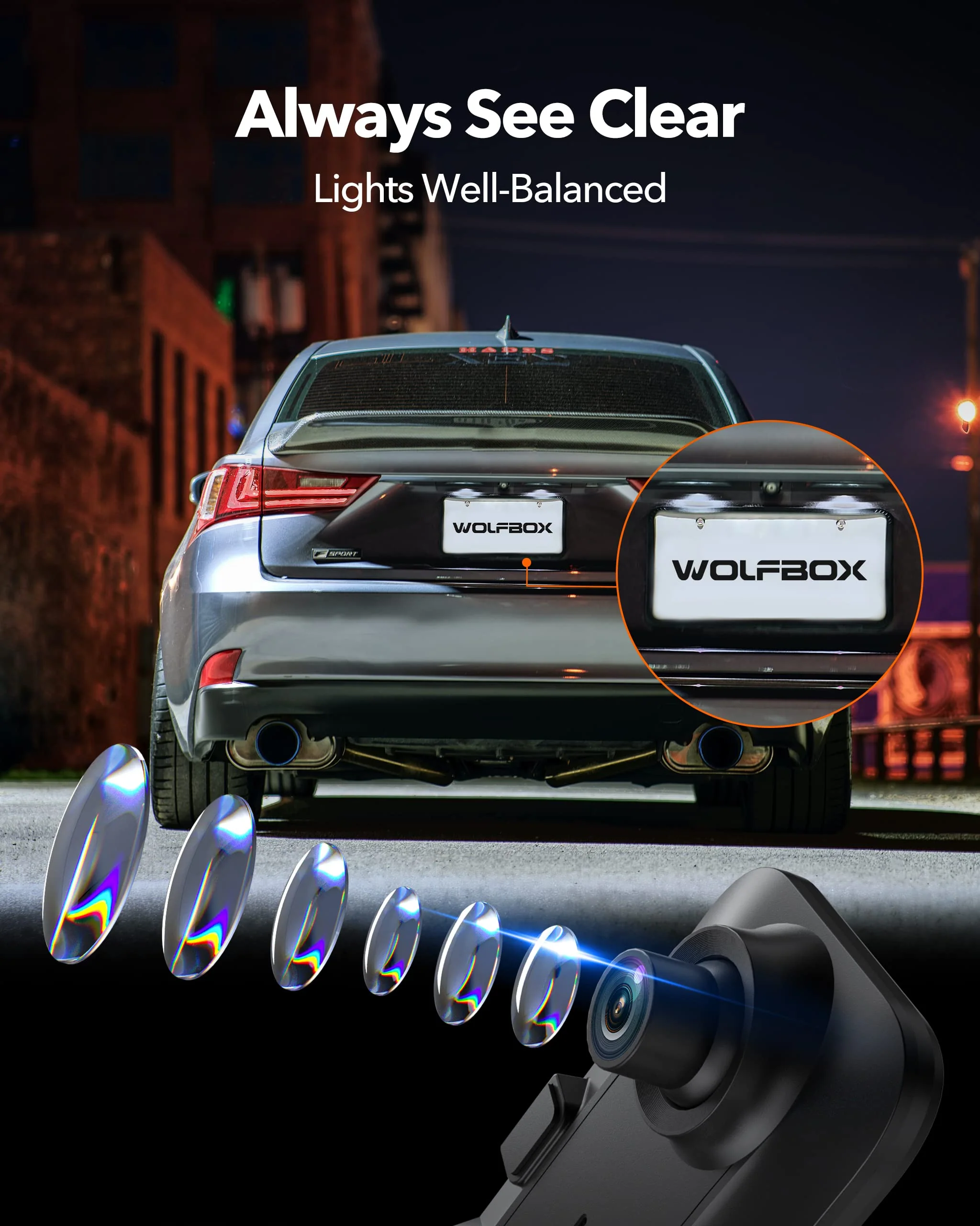 WOLFBOX 12 4K Rear View Mirror Camera