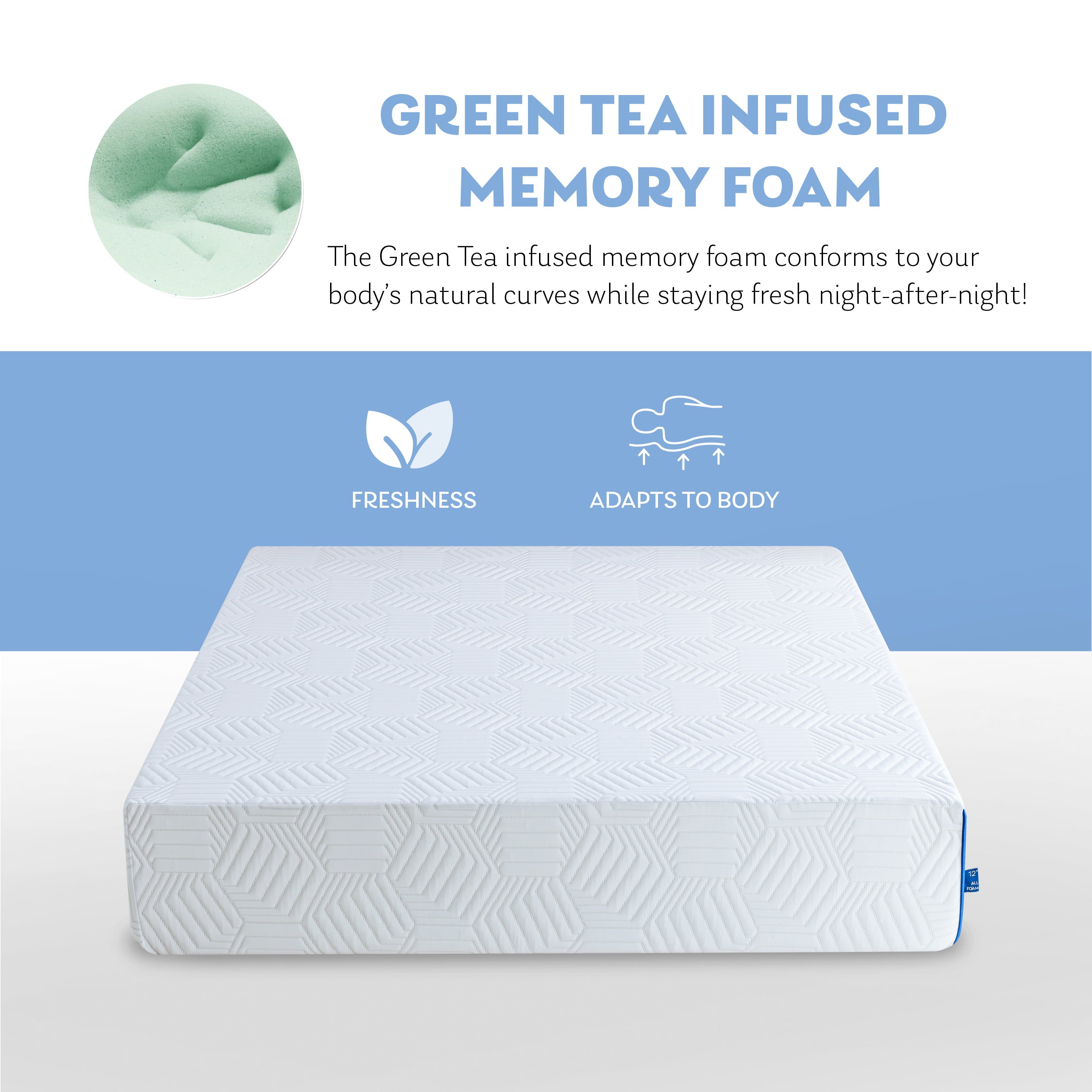 8 inch Green Tea Gel Infused Memory Foam Mattress in a Box. Twin