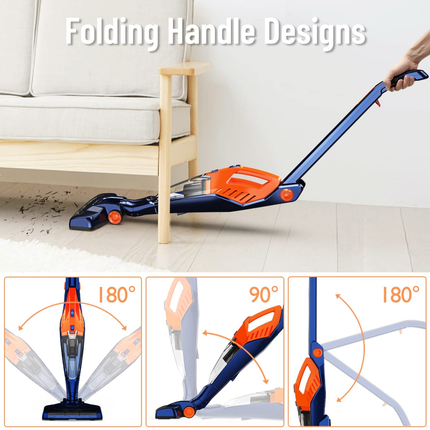 Cordless Vacuum. ORFELD Stick Vacuum Cleaner 4 in 1 Lightweight