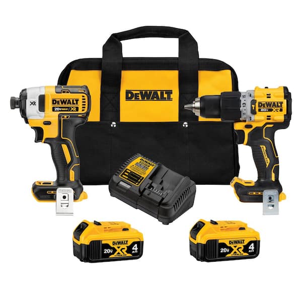 20V MAX Cordless Brushless 2 Tool Combo Kit with (2) 4.0Ah Batteries and Charger-Instock