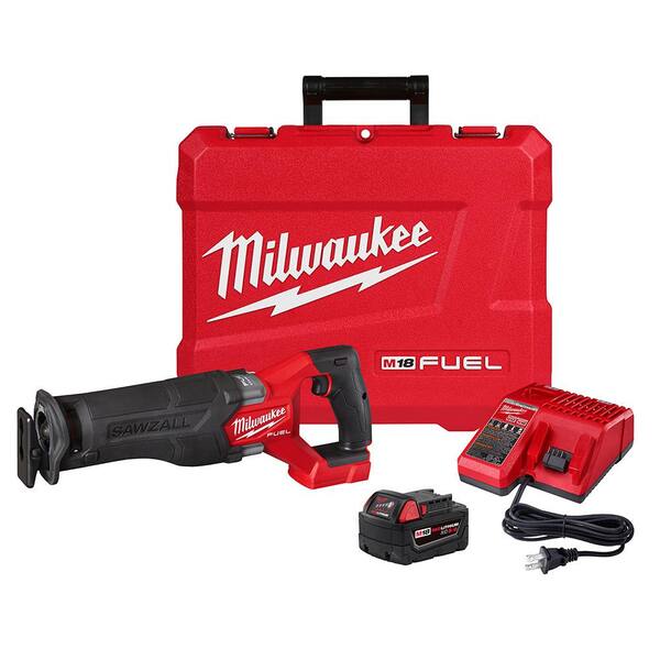 M18 FUEL 18V Lithium-Ion Brushless Cordless SAWZALL Reciprocating Saw Kit W/one 5.0 Ah Batteries. Charger and Case