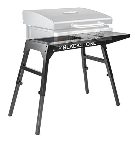 Universal Griddle Stand with Adjustable Leg and Side Shelf - Made to fit 17�� or 22�� Propane Table Top Griddle �C Perfect Take Along Grill Accessories for Outdoor Cooking and Camping (Black)