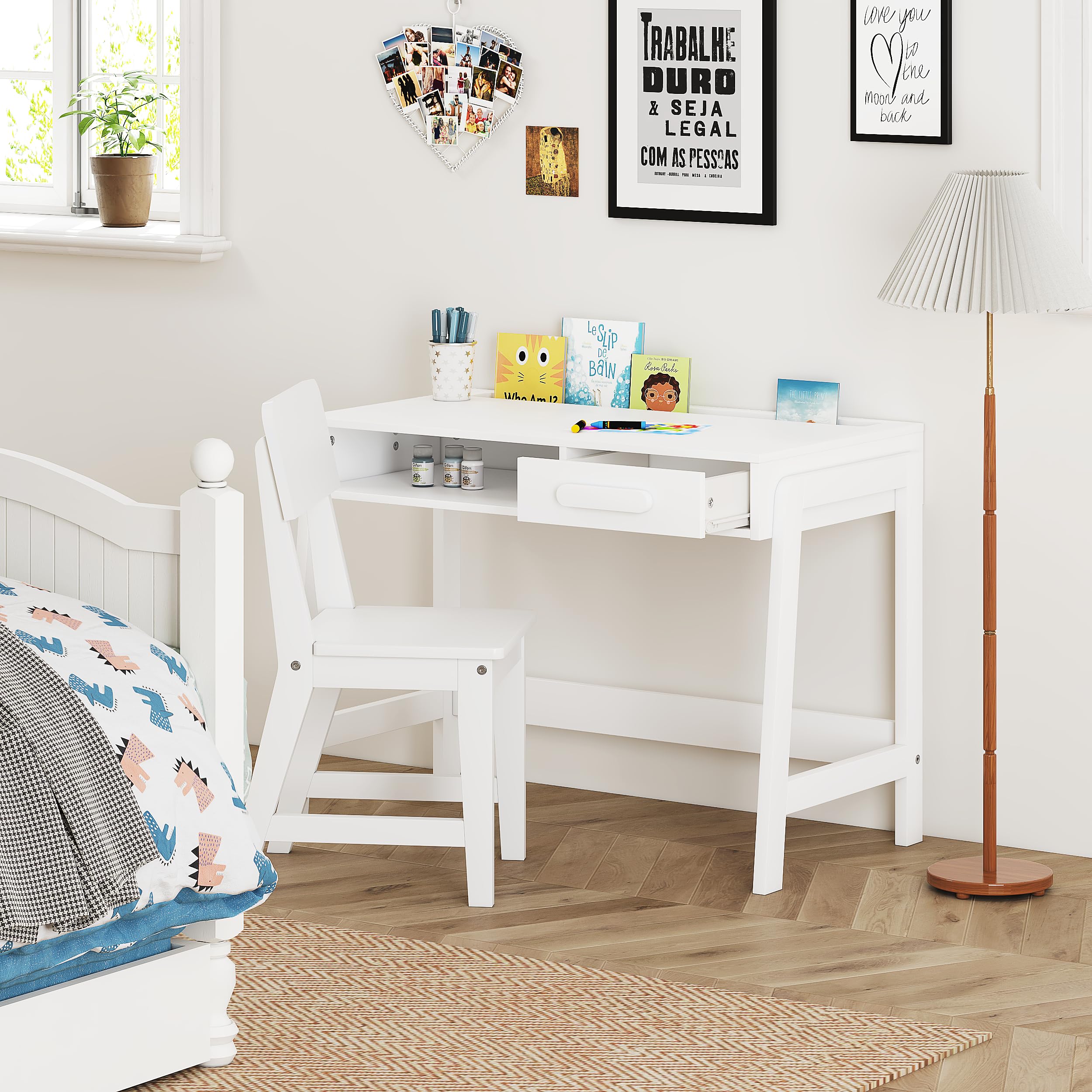 UTEX Kids Desk and Chair Set for Kids with Drawers