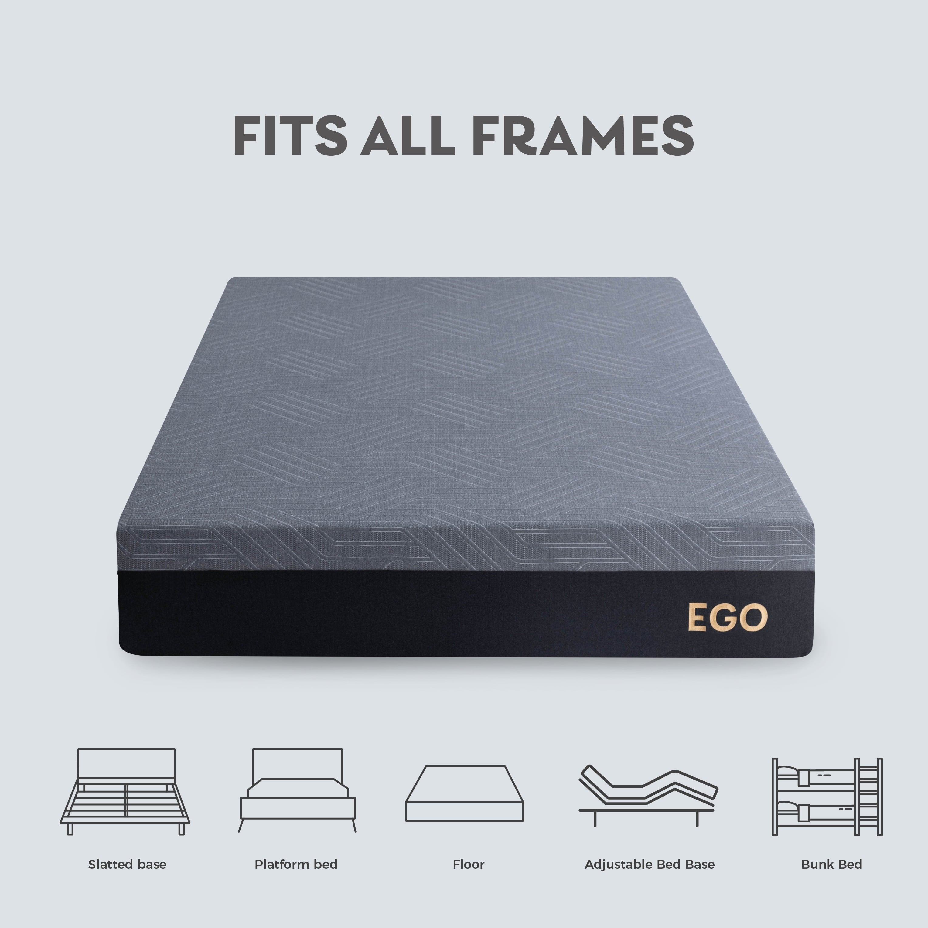 Ego Black 10 inch Twin Mattress in a Box. Cooling Gel Memory Foam Mattress. Medium