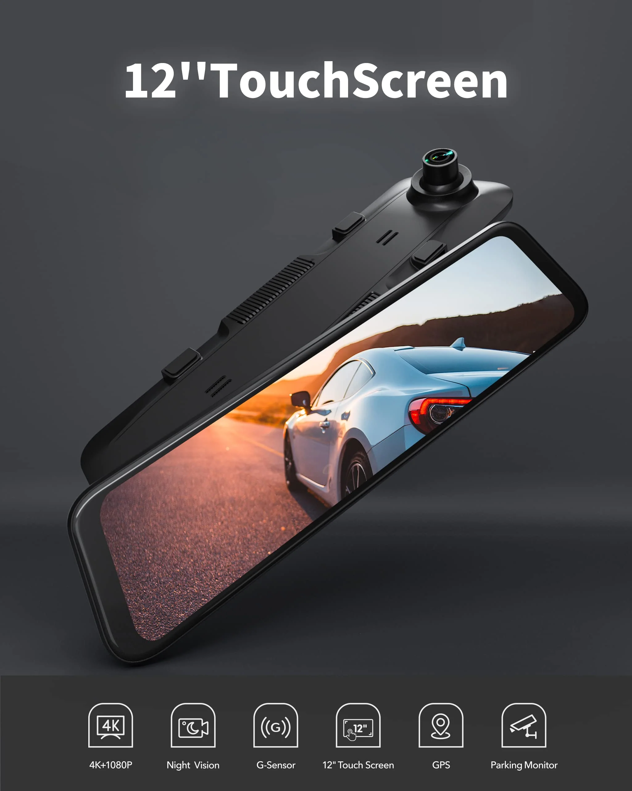 WOLFBOX 12 4K Rear View Mirror Camera