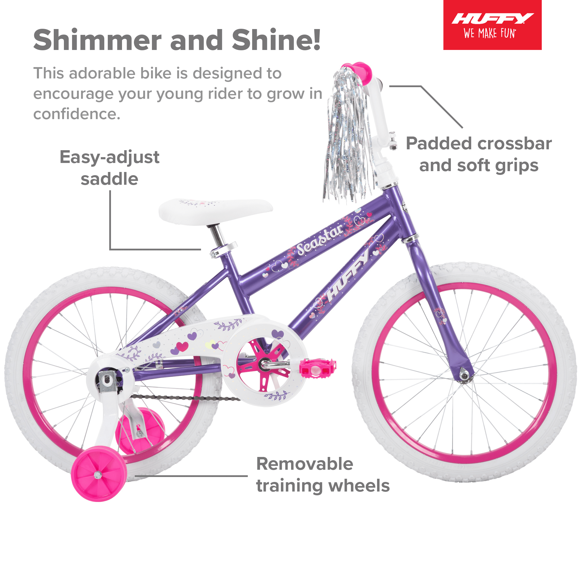 18 in. Sea Star Girl Bike. Metallic Purple