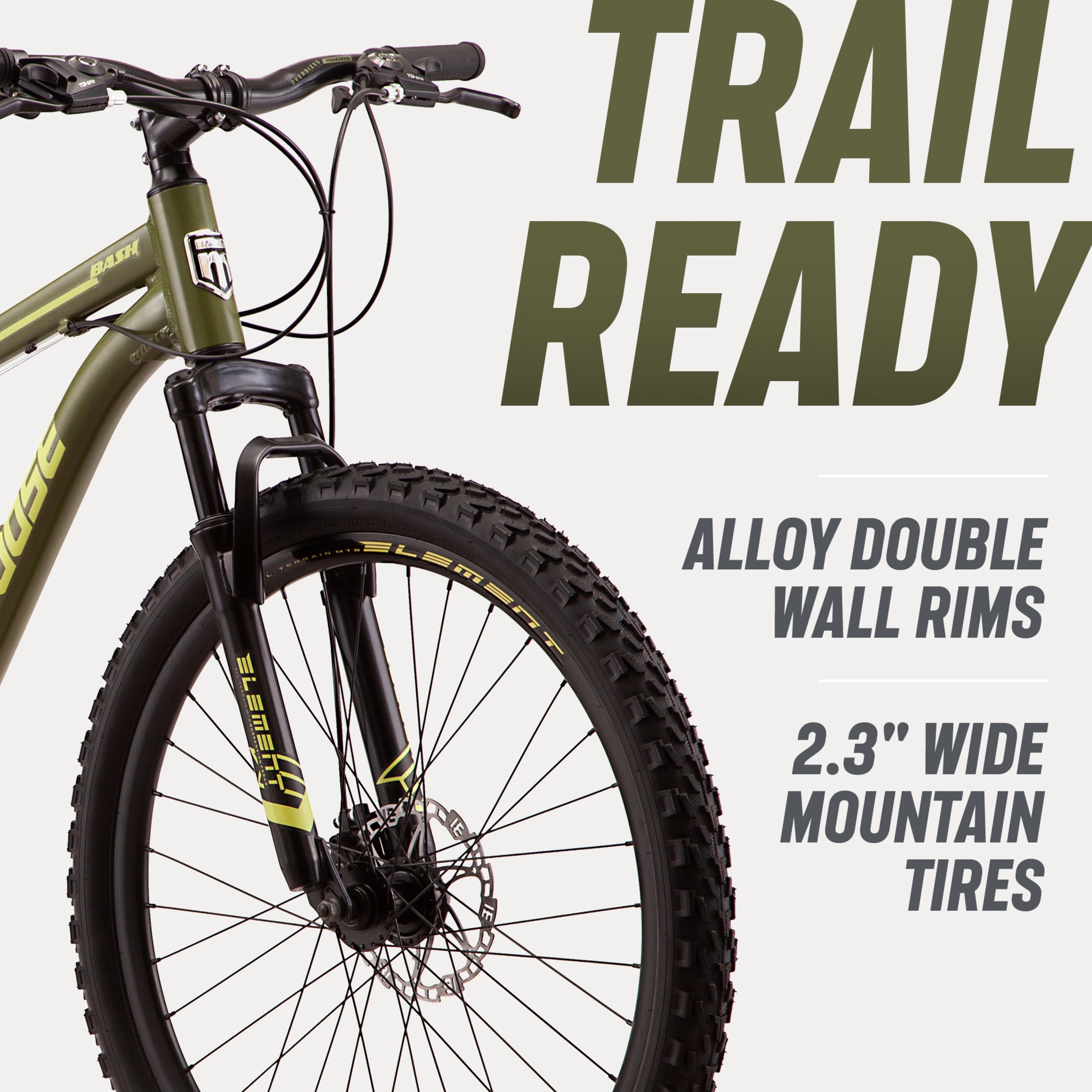 Bash Suspension mountain bike. 21 speeds. 26-inch wheels. green