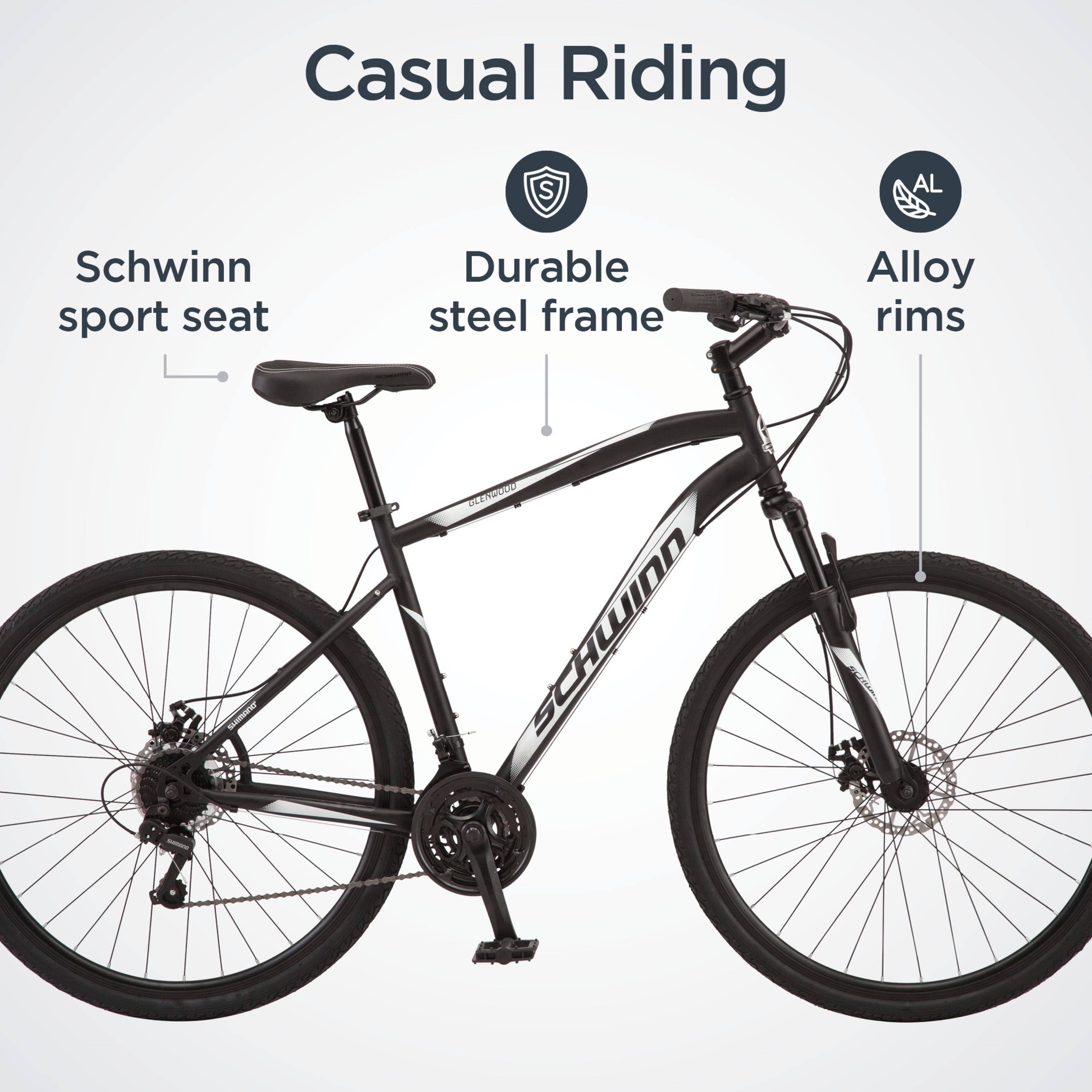 700c Glenwood Mens Hybrid Bike. 21 Speeds. Black