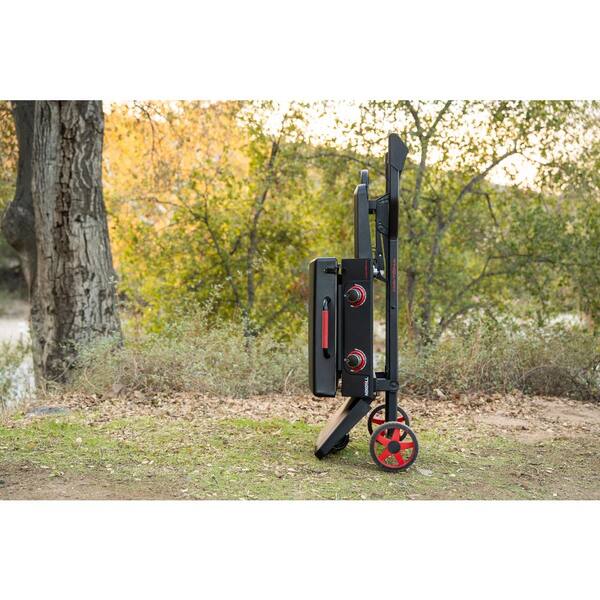 Daytona 2-Burner 21 in. Propane Gas Griddle with Foldable Cart in Black