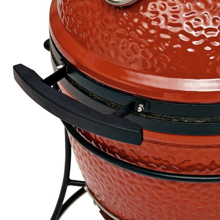 Jr. 13.5 in. Portable Charcoal Grill in Red with Cast Iron Cart. Heat Deflectors and Ash Tool