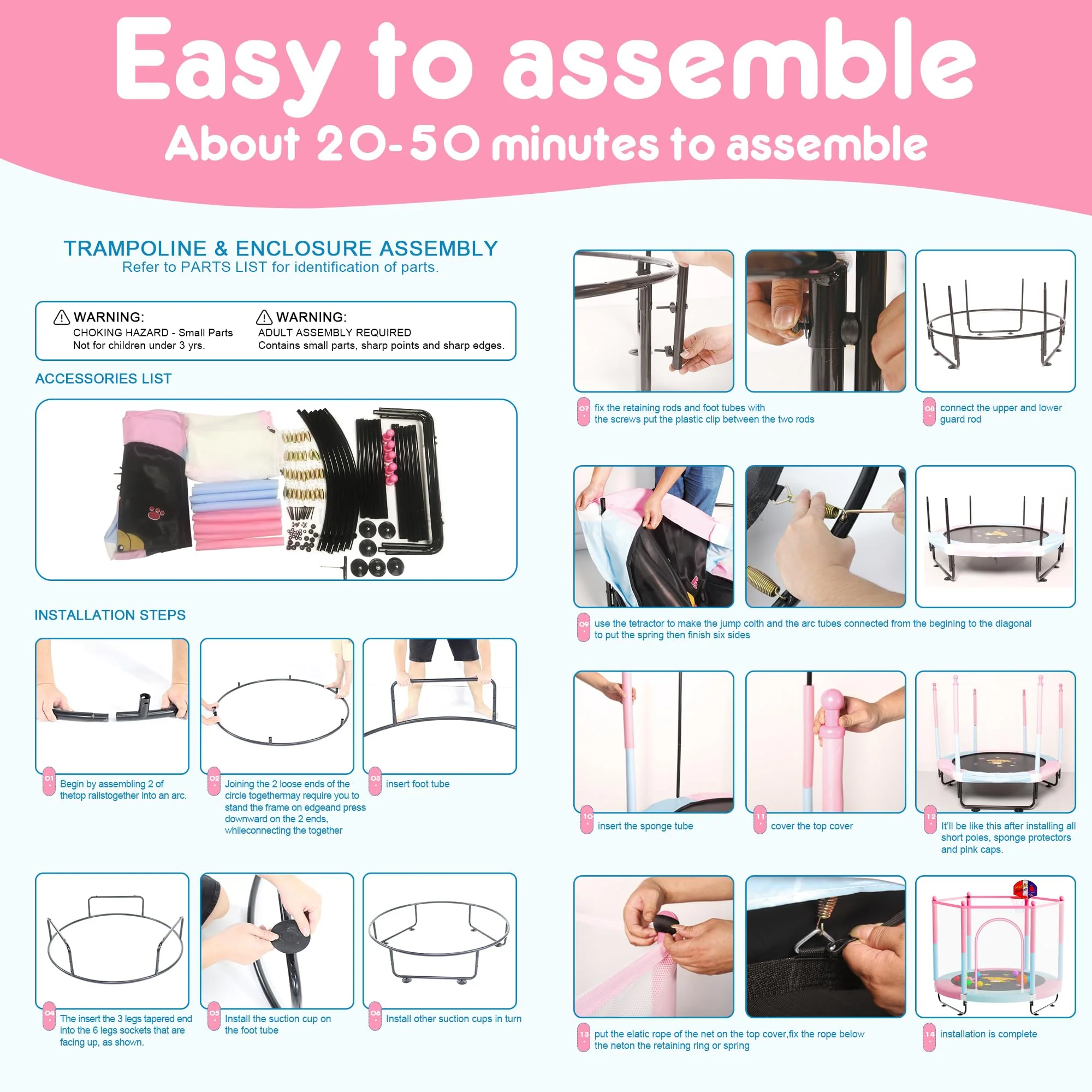 VGMiu 60 Trampoline for Kids. 5 FT Toddler Baby Trampoline