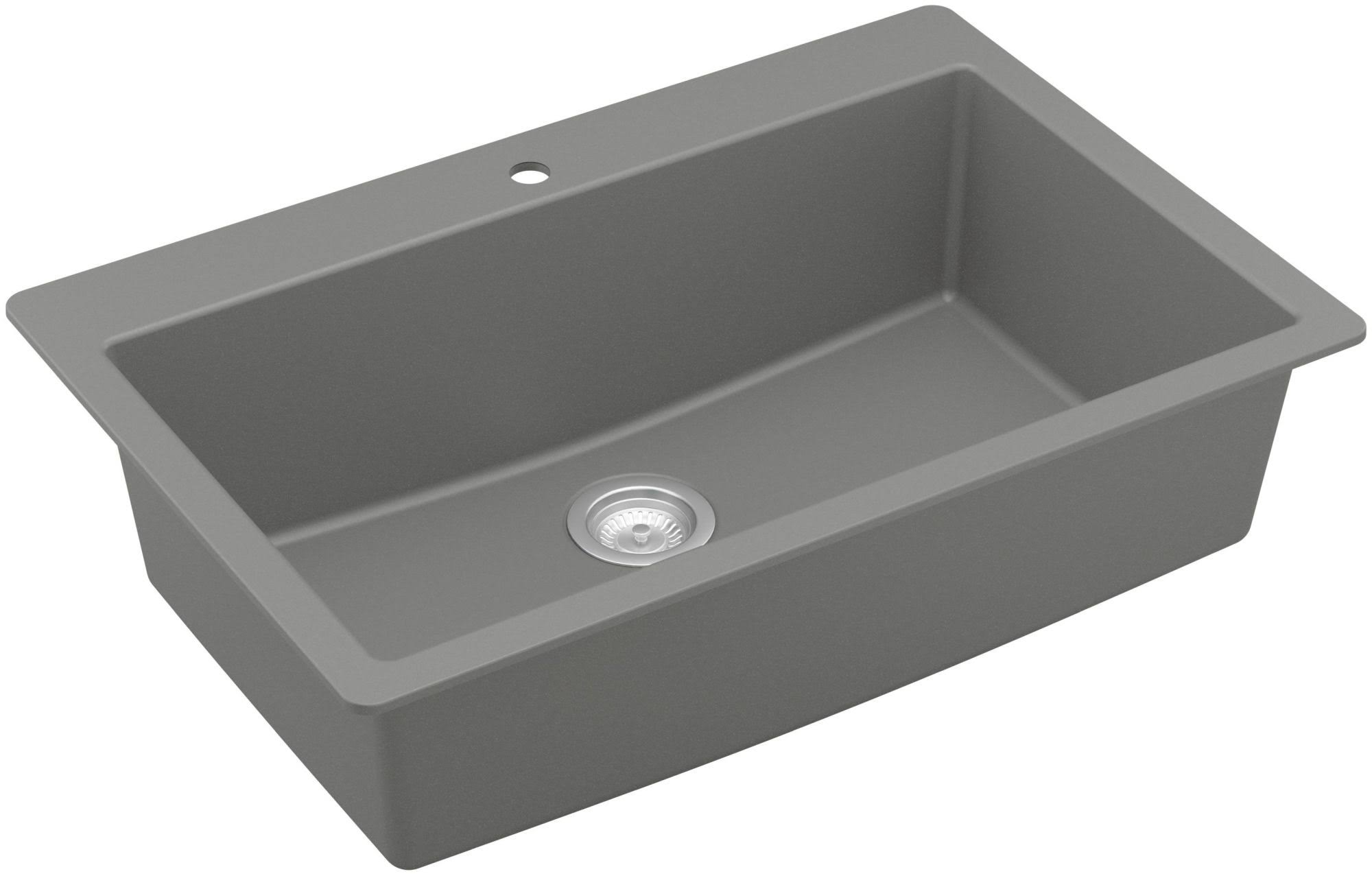Karran QT-812 Quartz 33 in. Large Single Bowl Drop-In Kitchen Sink in Grey