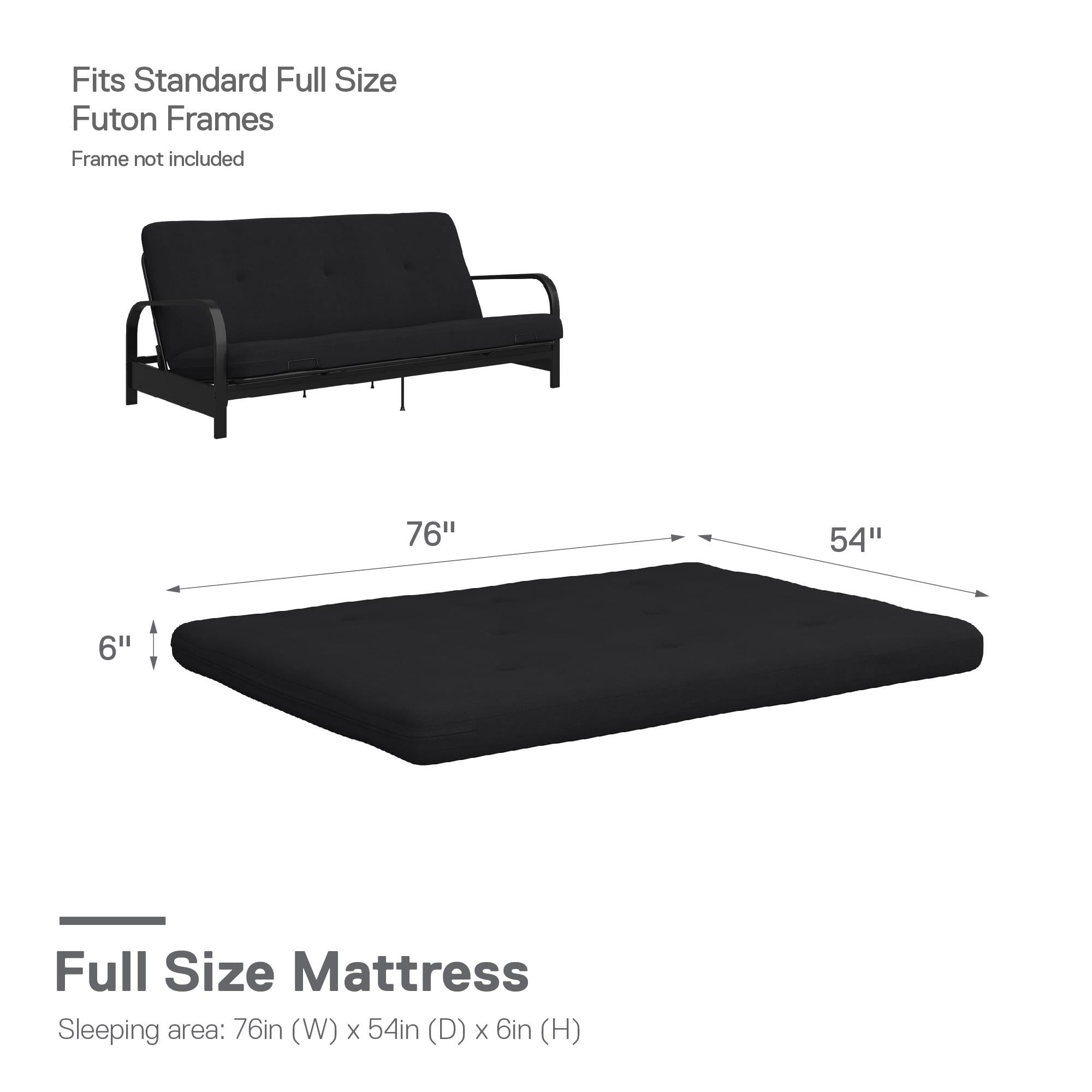 6?�? Thermobonded High Density Polyester Fill Futon Mattress. Full. Black Linen