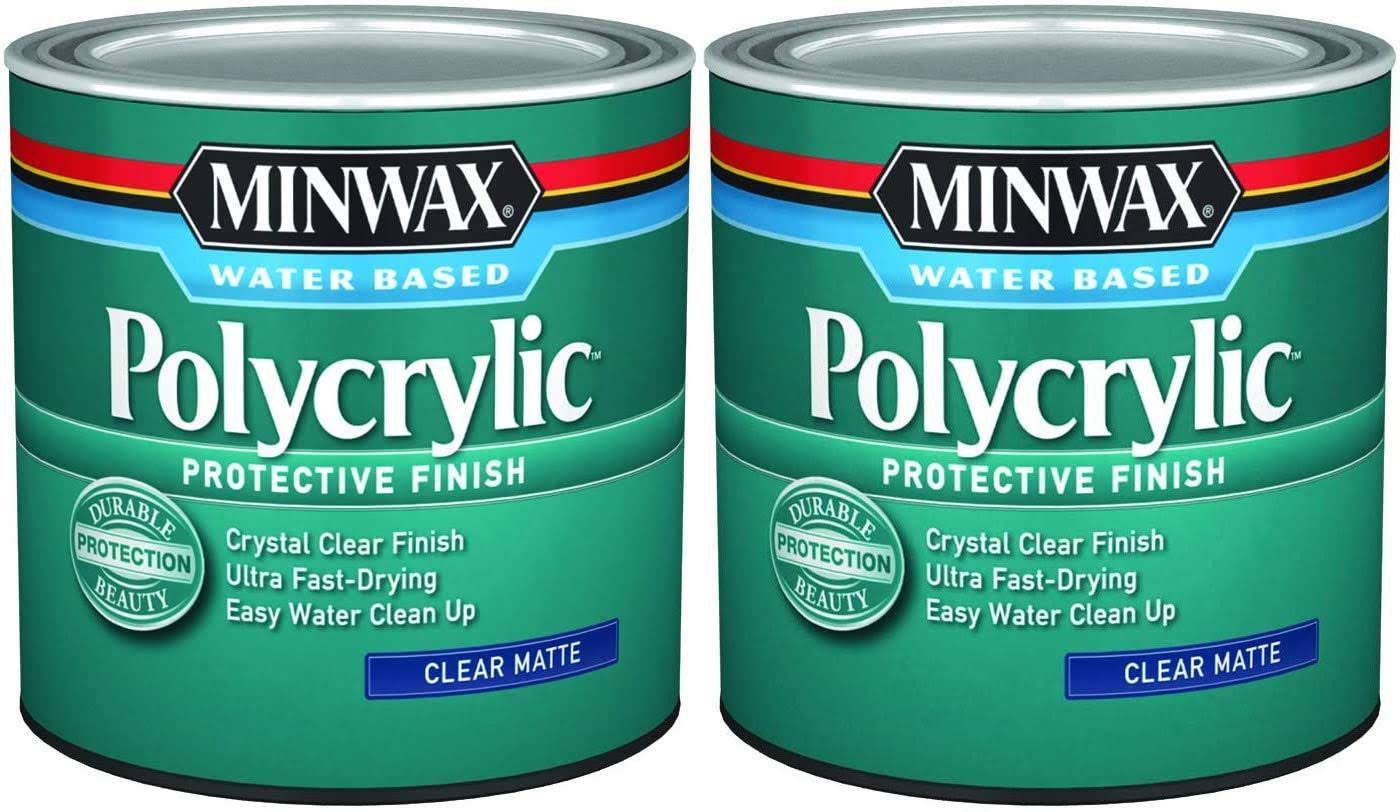 Minwax 222224444 Polycrylic Protective Finish Water Based, 1/2 Pint, Matte 2 Pack