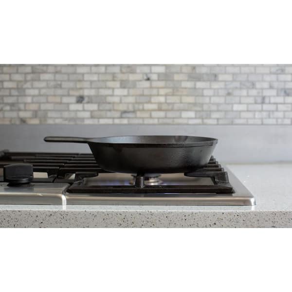 12 in. Cast Iron Skillet in Black with Pour Spout