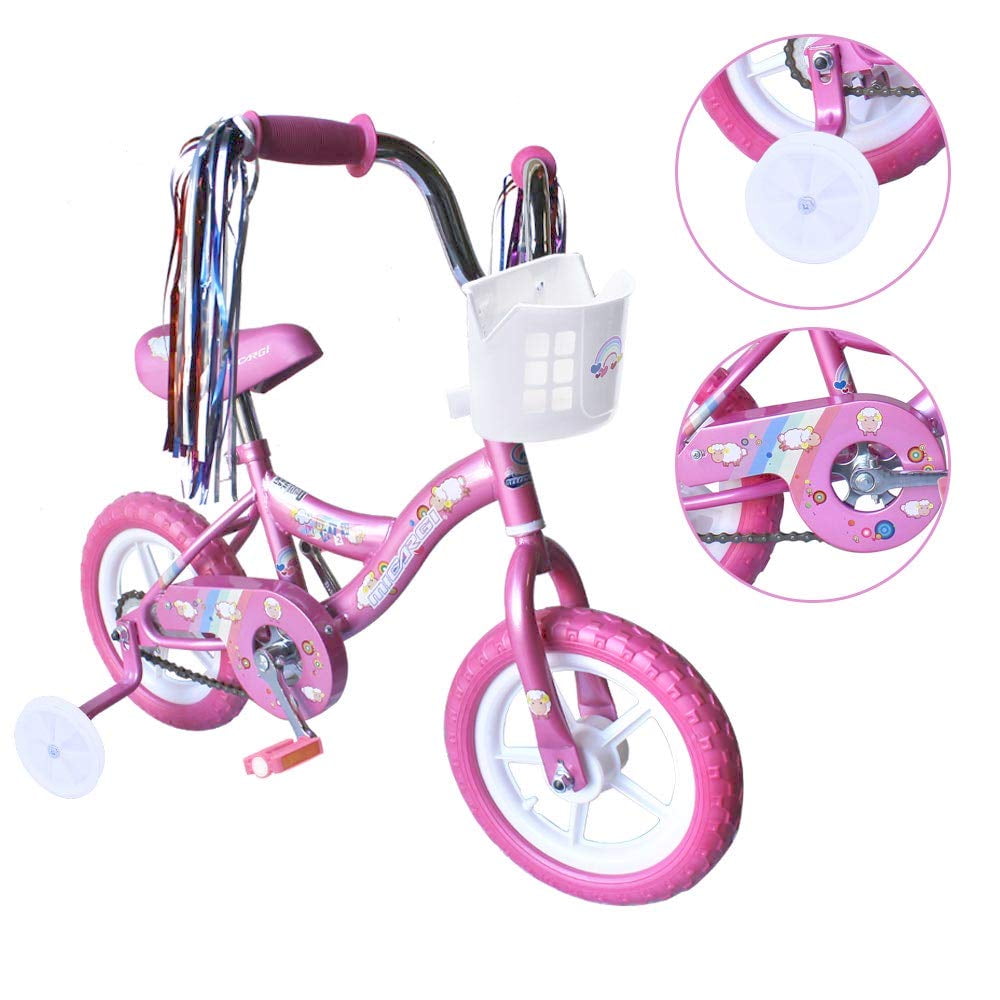 12 Kid's Beginner Bicycle for 2-4 Years Old Boys' and Girls' Bike Foam Tire for Indoor Use No Brake - Pink
