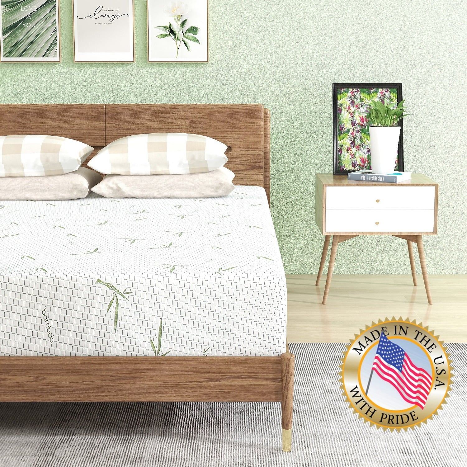 Mattress. 10 inch Memory Foam Mattress Bed in a Box.with Green Tea Cooling Gel. Made in USA