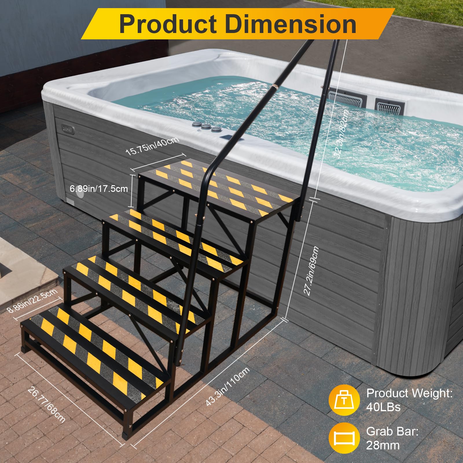 Tocretoare RV 4 Steps Ladder with Handrail for 5th Wheel RV