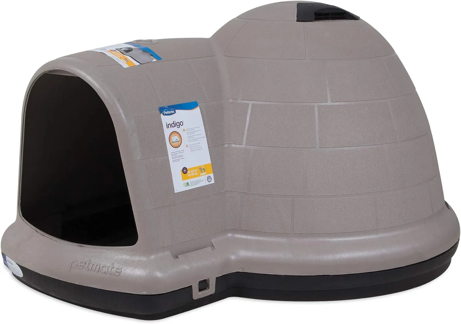 Petmate Indigo Dog House (Igloo Dog House. Made in USA with 90% Recycled Materials. All-Weather Protection Pet Shelter) for XL Dogs -90 to 125 pounds. Made in USA