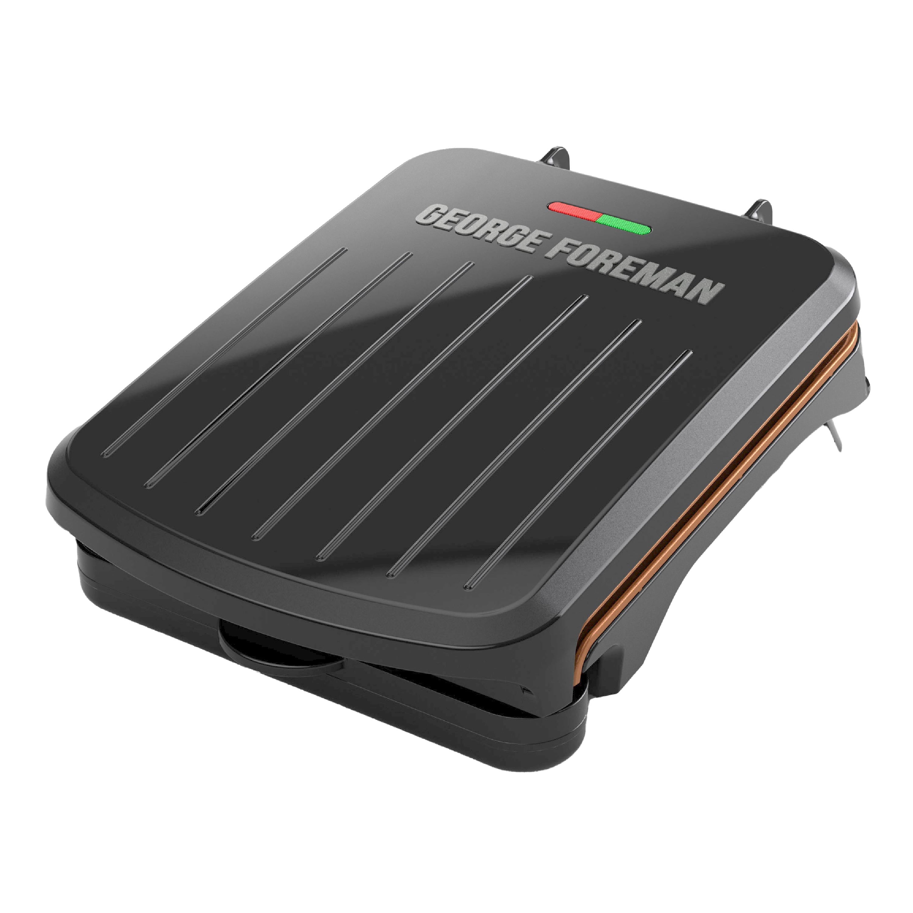 Foreman Electric Indoor Grill and Panini Press. Black with Copper Plates. Serves 2. Classic Plate. GRS040-Series