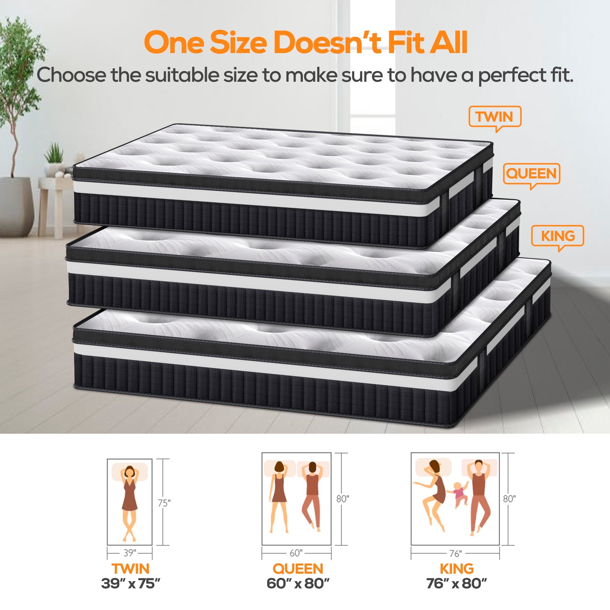 13 inch Memory Foam Innerspring Hybrid Mattress in a Box. Breathable Bed Mattress with CertiPUR-US Certified Foam for Sleep Supportive & Pressure Relief. King