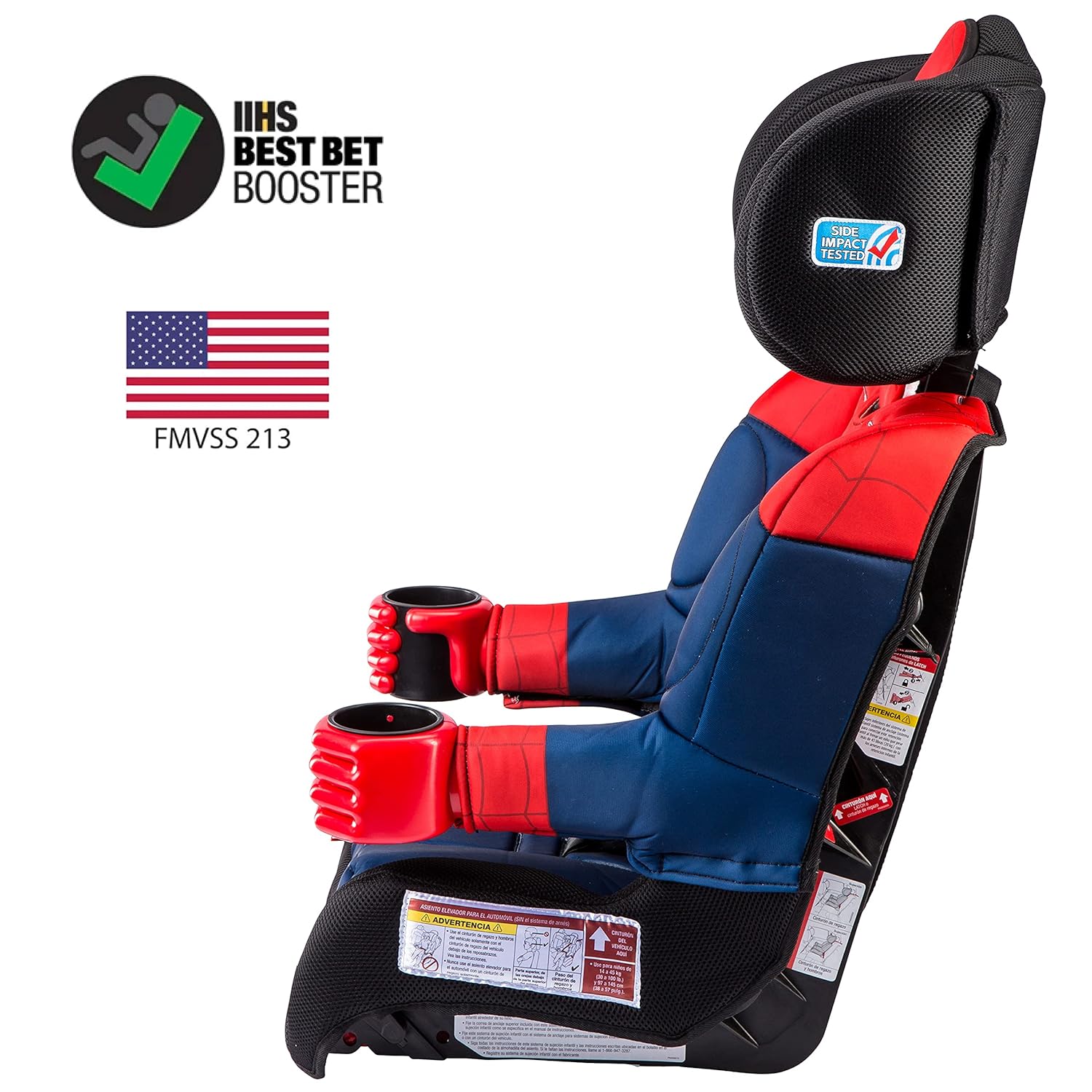KidsEmbrace Marvel Spider-Man 2-in-1 Forward-Facing Booster Car Seat LATCH | 5-Point Harness Booster 22-65lbs converts to Belt-Positioning Booster 40-100lbs | Adjustable