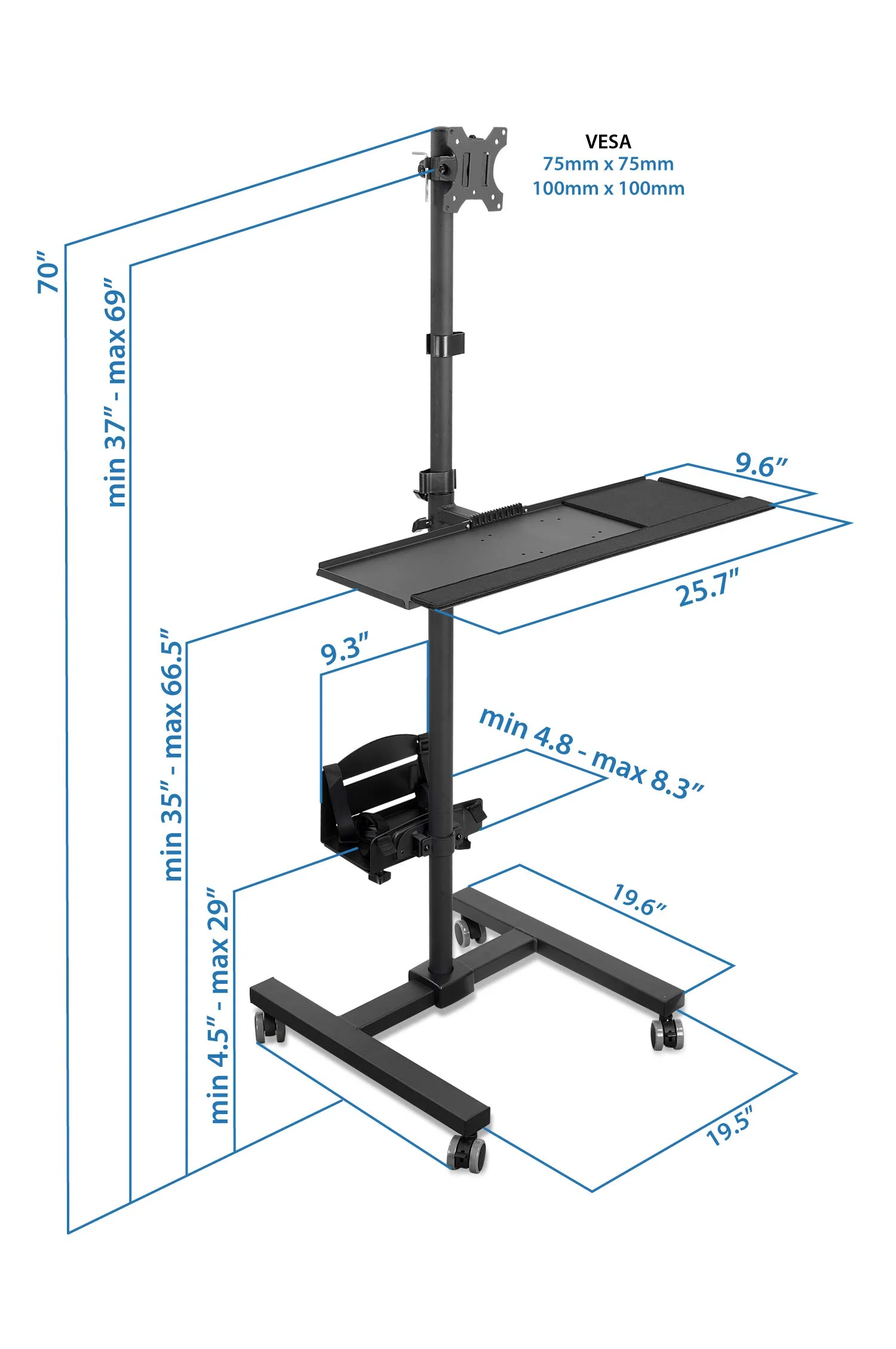 Mount-It! Rolling Computer Cart. Mobile Workstation