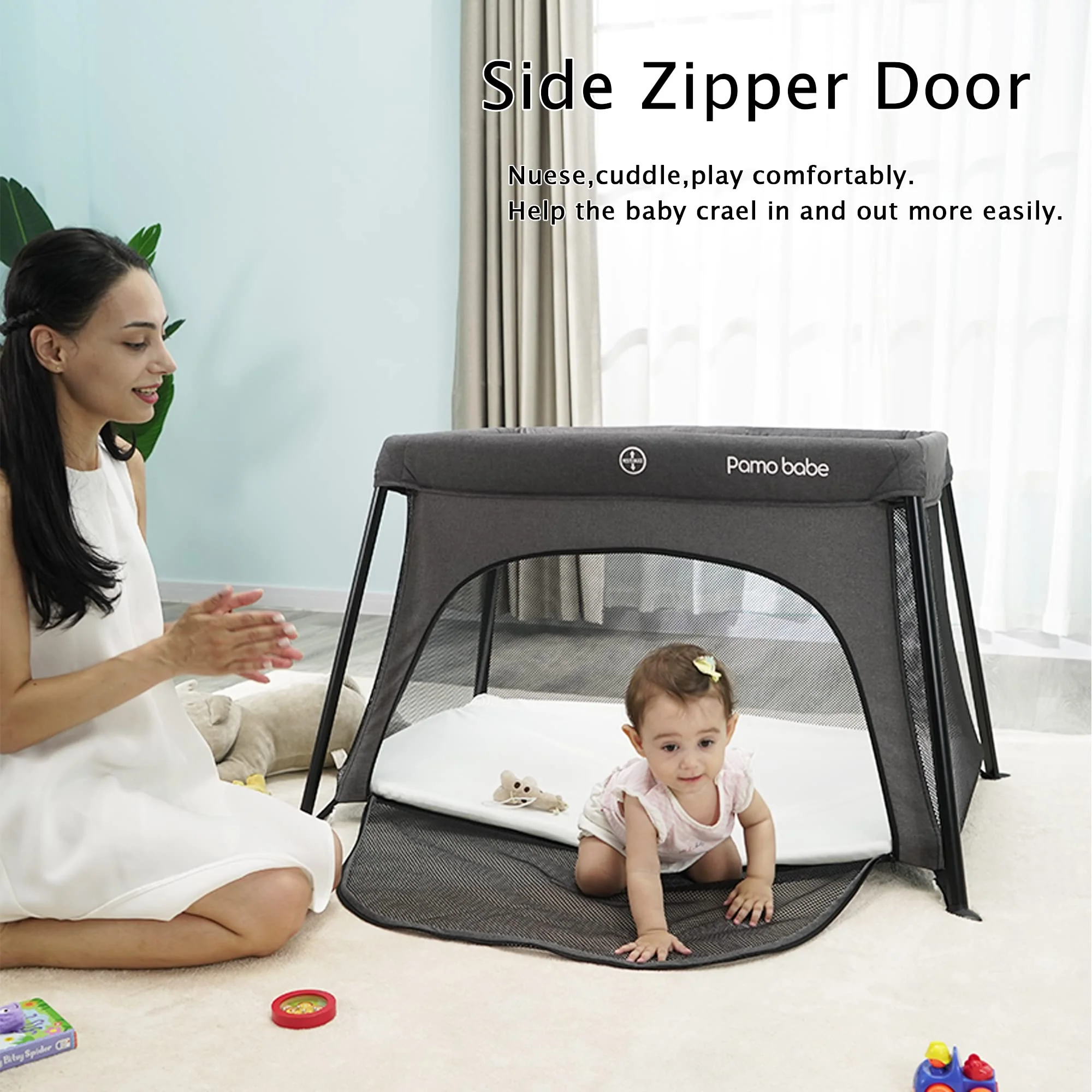 Portable Crib for Baby Travel with Soft Mattress