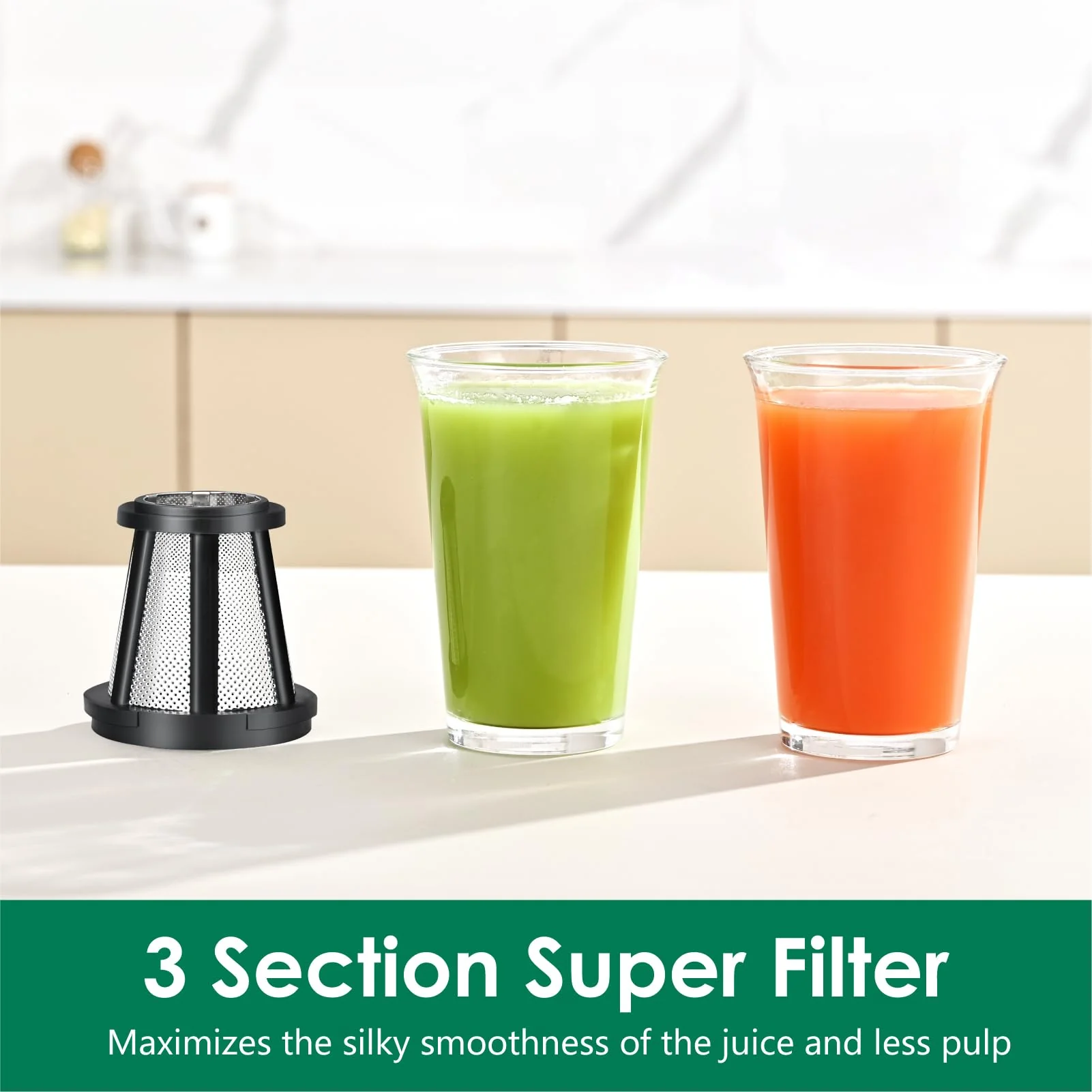 Brecious Cold Press Slow Masticating Juicer with 2 Speed Modes