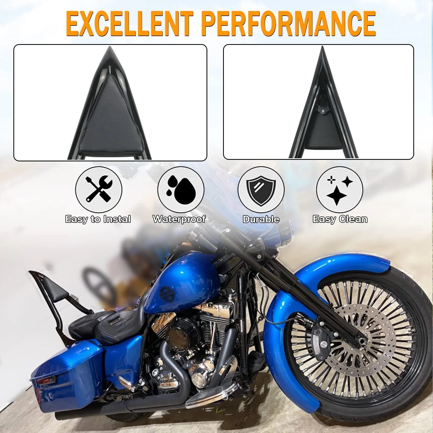 26 Height Black Sissy Bar Compatible for Harley Davidson Touring Models