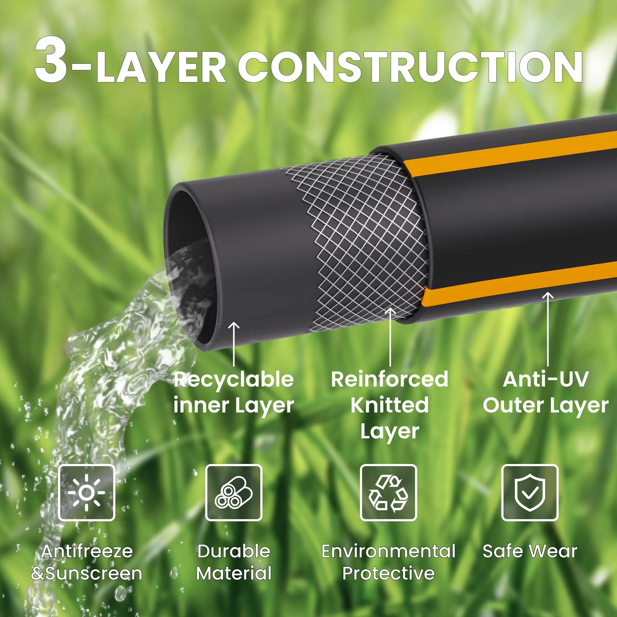 Giraffe Tools Garden Hose 100ft x 5/8 with Swivel Handle