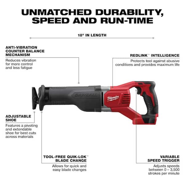M18 18V Lithium-Ion Cordless SAWZALL Reciprocating Saw with M18 Starter Kit (1) 5.0Ah Battery and Charger