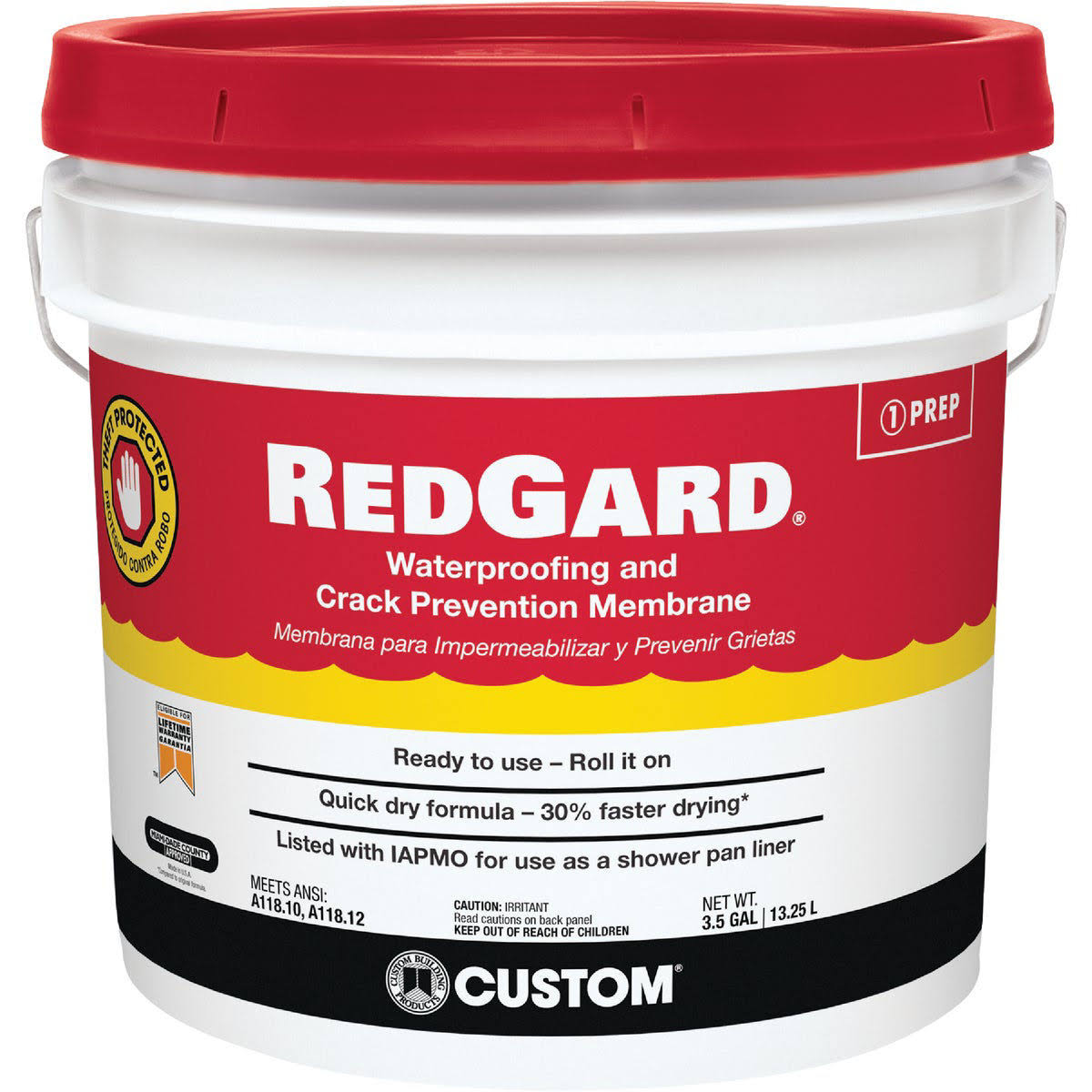 Custom Building Products Lqwaf3 Redgard Waterproofing & Crack Prevention, 3.5 Gallon
