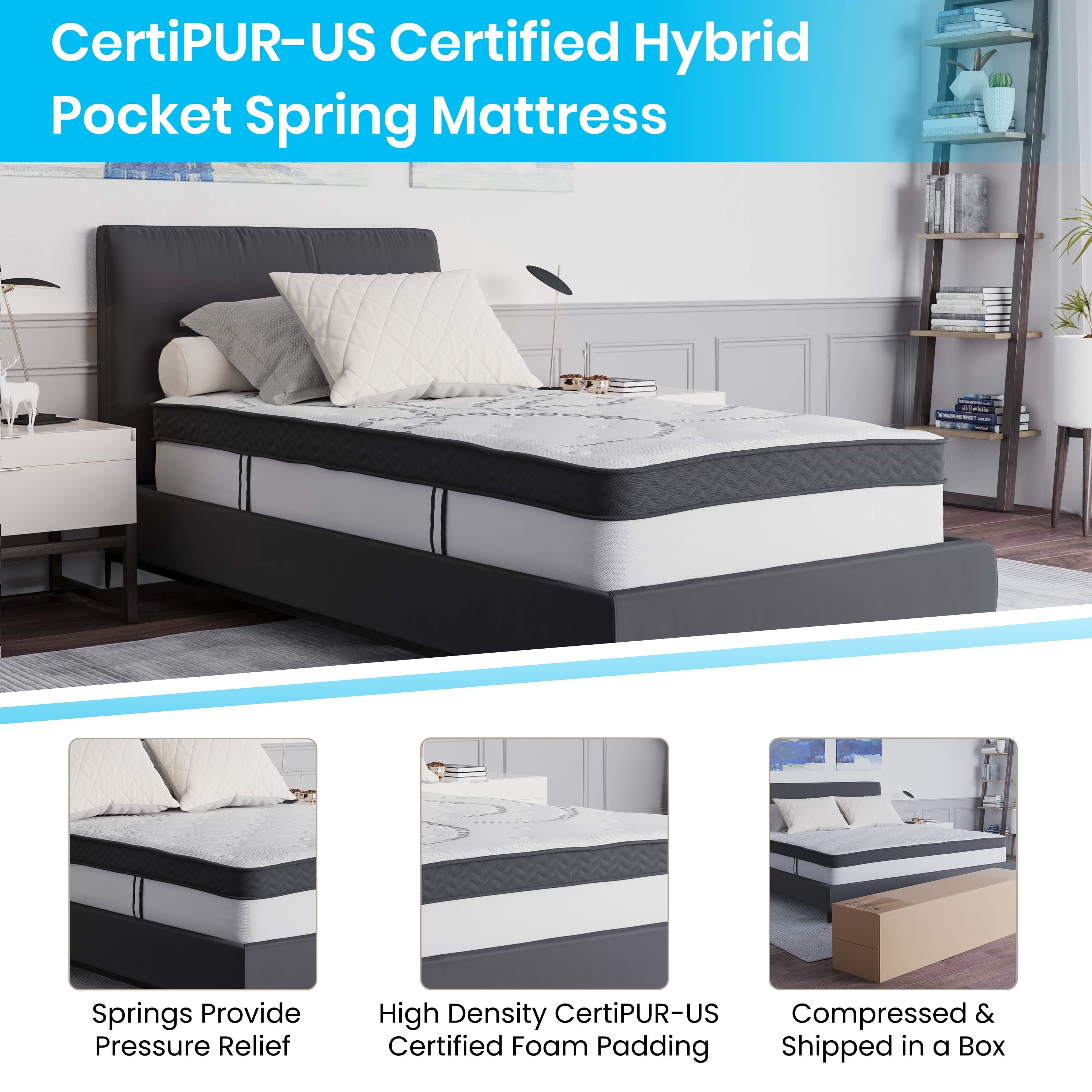 Furniture Capri Comfortable Sleep 12 Medium Tight Top Hybrid Pocket Spring Mattress. Twin