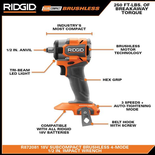 18V SubCompact Brushless 2-Tool Combo Kit with 3/8 in. Impact Wrench. 1/2 in. Impact Wrench. and FREE 4.0 Ah Battery