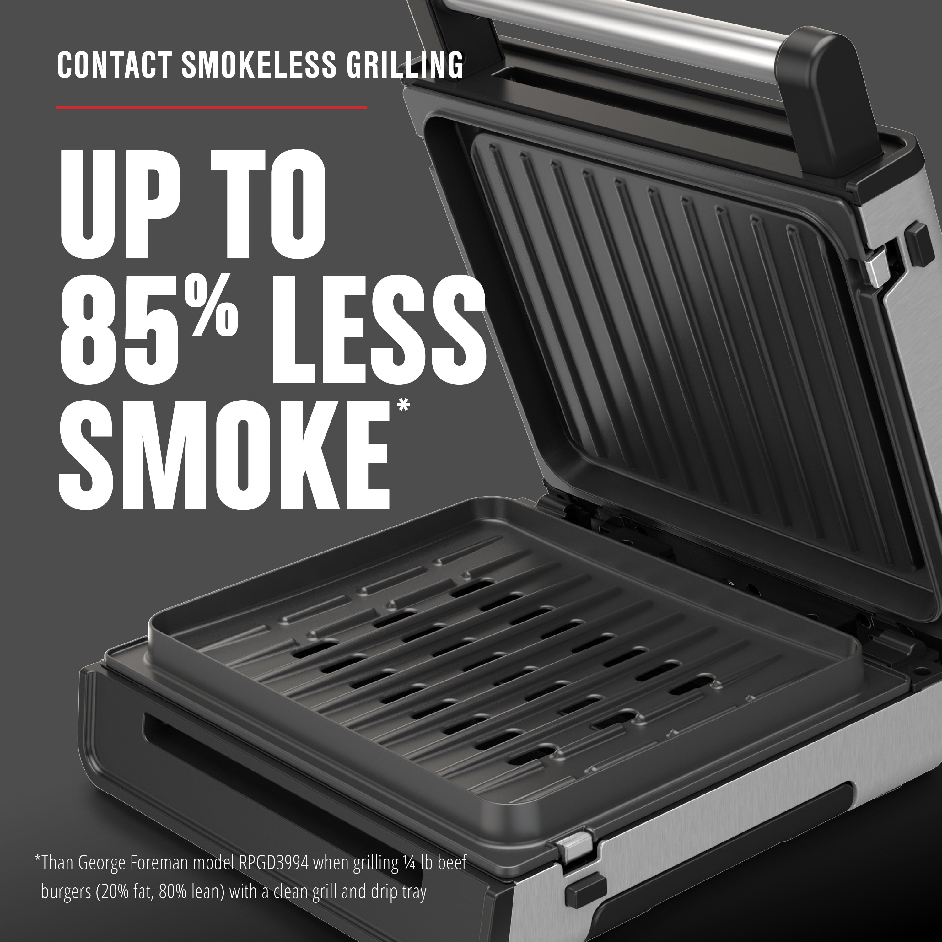 Foreman Contact Smokeless - Ready Grill. Family Size (4-6 Servings). GRS6090B-1