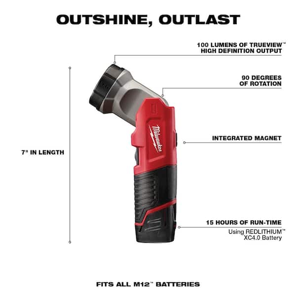 M12 12V Lithium-Ion Cordless 1/4 in. Hex Screwdriver/LED Worklight Kit with (2) 1.5Ah Batteries.Bit Set & Bag
