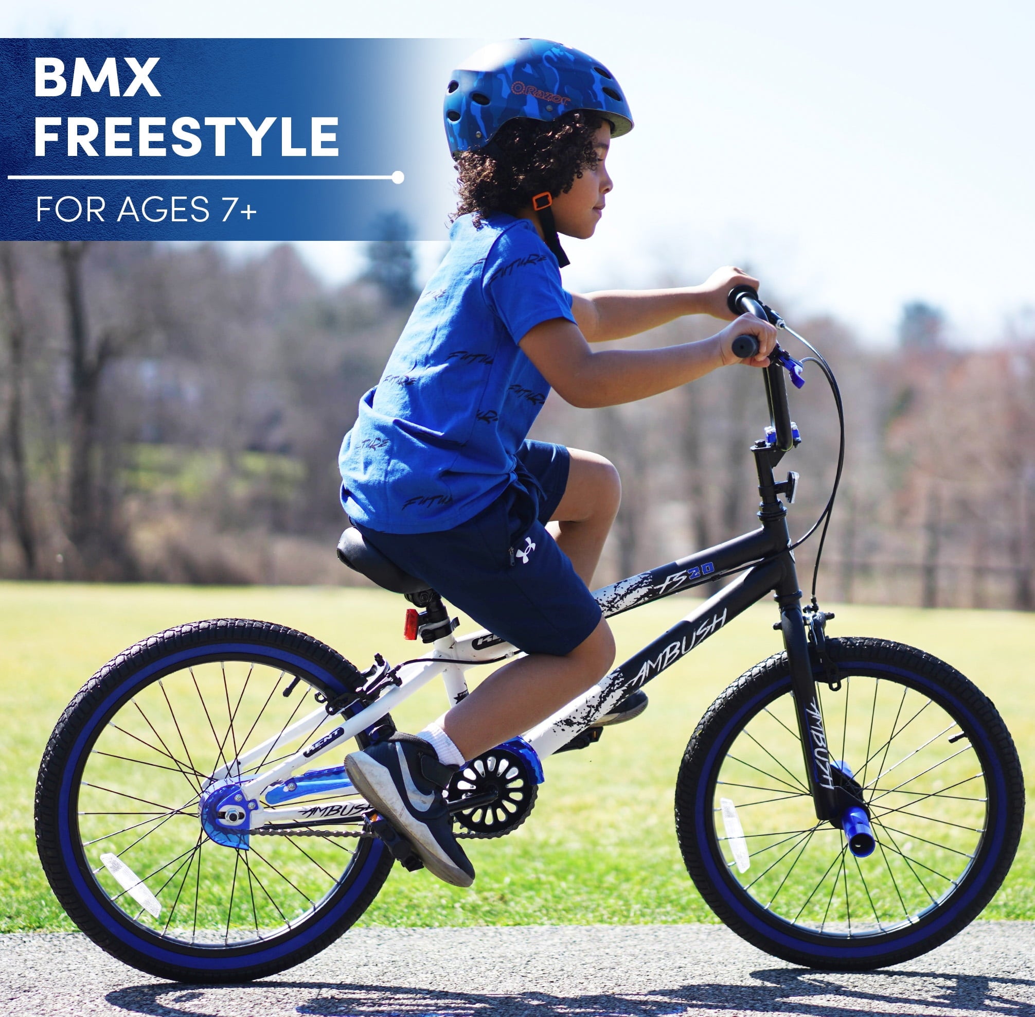 Bicycles 20 Boy's Ambush BMX Bike. Black/Blue
