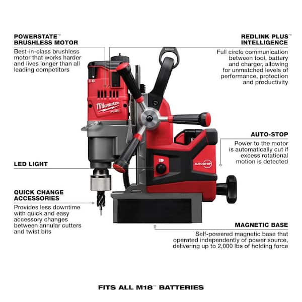 M18 FUEL 18V Lithium-Ion Brushless Cordless 1-1/2 in. Lineman Magnetic Drill High Demand Kit w/ Two 8.0Ah Batteries
